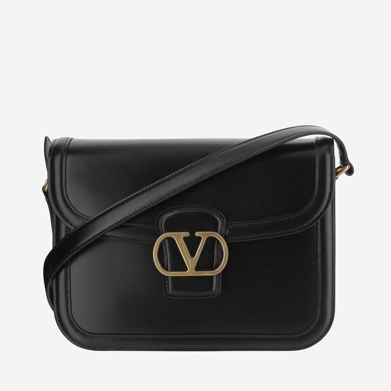 Valentino Garavani Vlogo Shoulder Bag — Black Calfskin