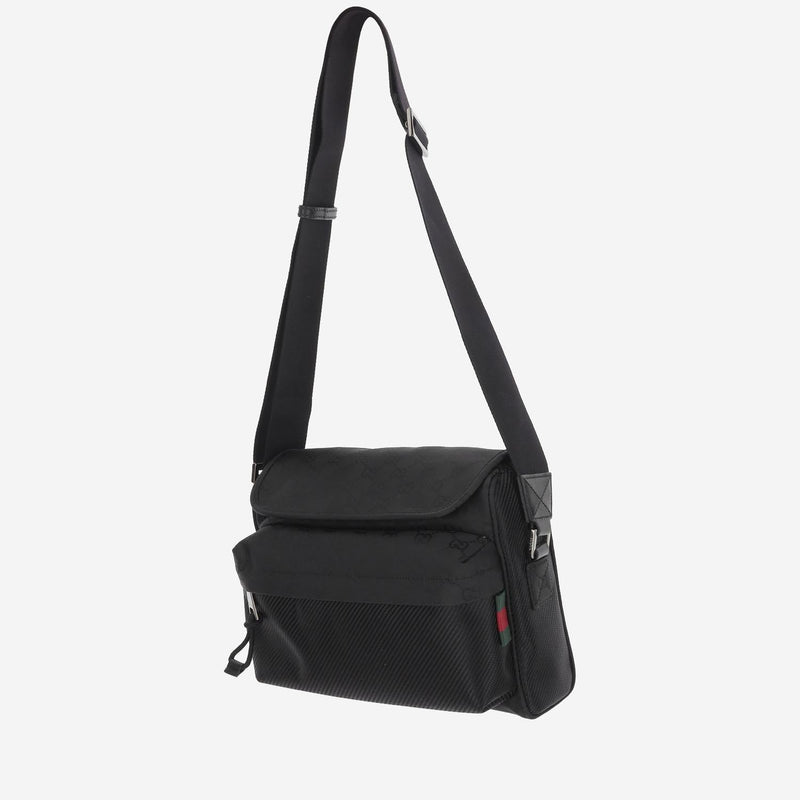 Gucci Gg Monogram Nylon Shoulder Bag — Black Polyamide