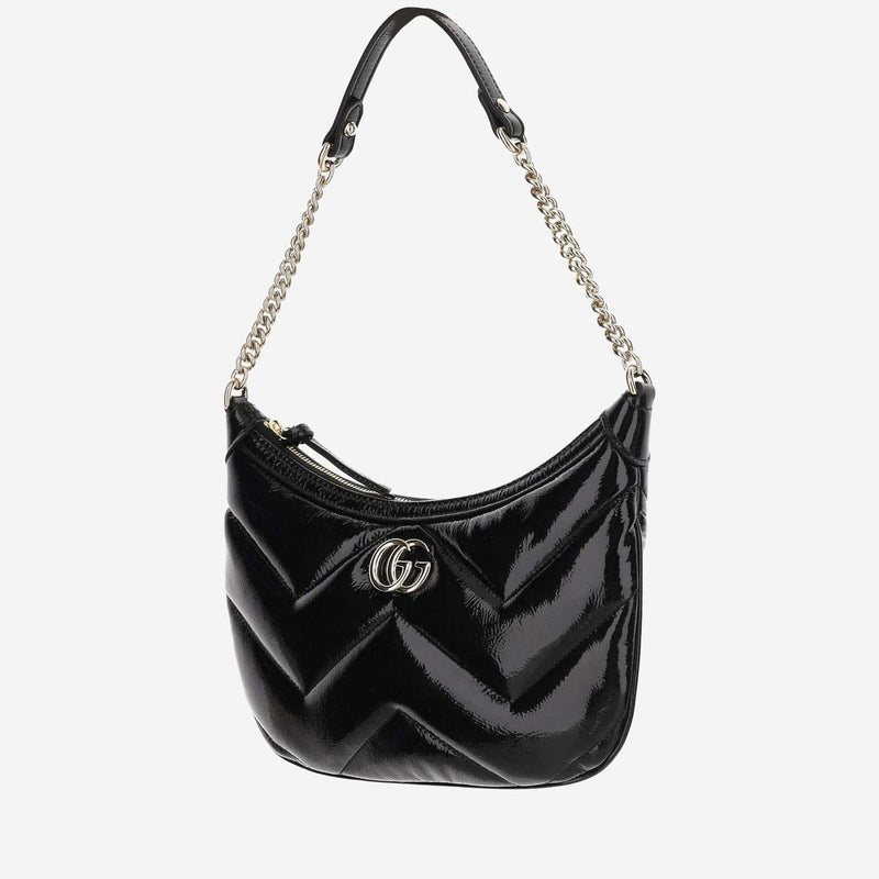 Gucci Gg Marmont Shoulder Bag — Black Leather