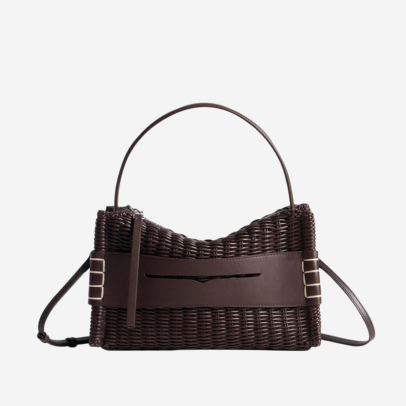 Jw Anderson Hand-Woven Leather Shoulder Bag — Brown
