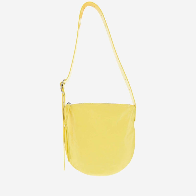 Jil Sander Crinkled Calfskin Shoulder Bag — Yellow