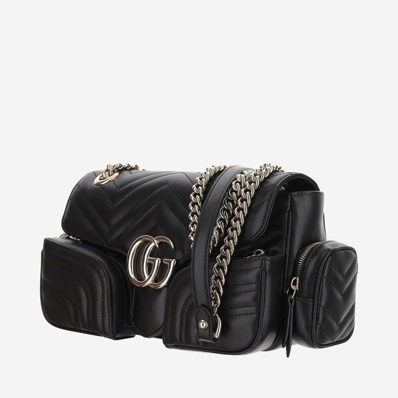 Gucci Matelassé Leather Shoulder Bag — Black