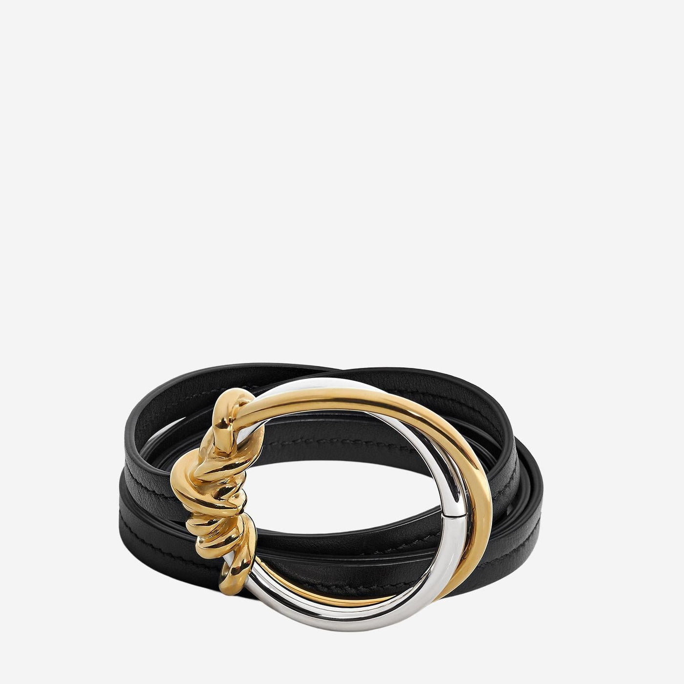 Bottega Veneta Knot Ring Belt — Black Calfskin