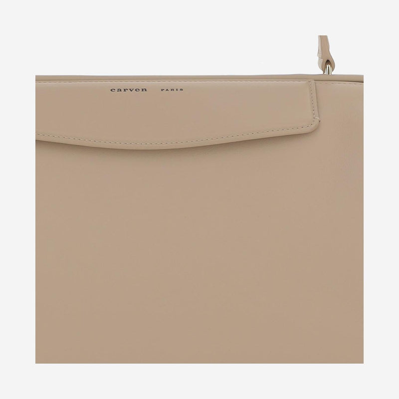 Carven Paris Shoulder Bag — Beige Leather