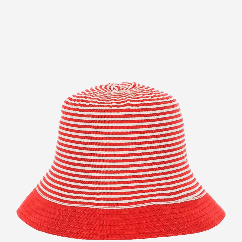 Grevi S6804 Striped Grosgrain Cotton Bucket Hat — Red