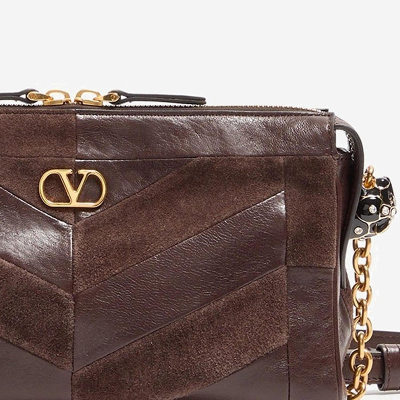 Valentino Garavani Panthea Shoulder Bag — Brown Leather