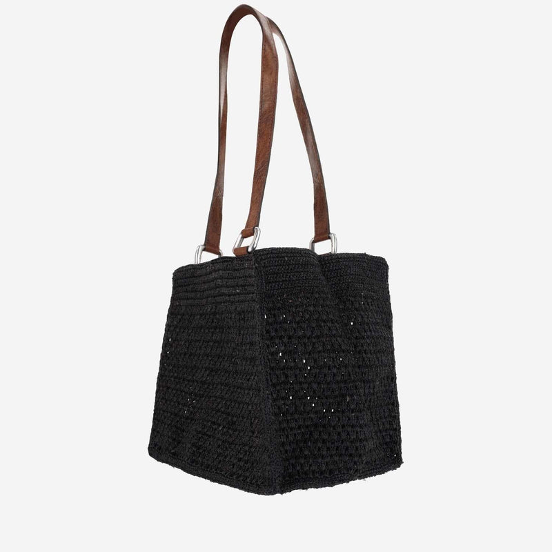 Ibeliv Shoulder Bag — Black Straw