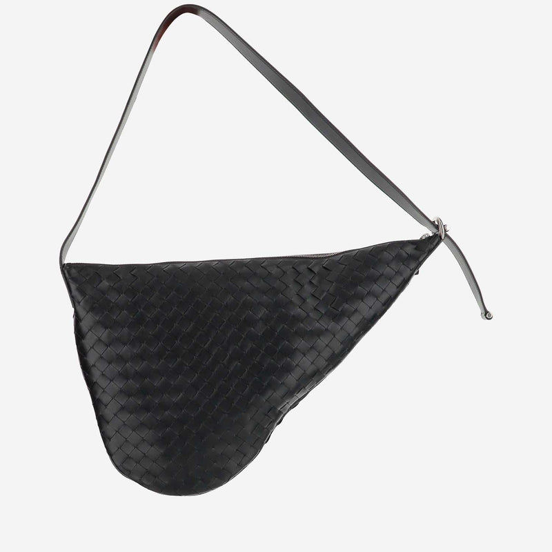 Bottega Veneta Virgule Shoulder Bag — Black Calfskin