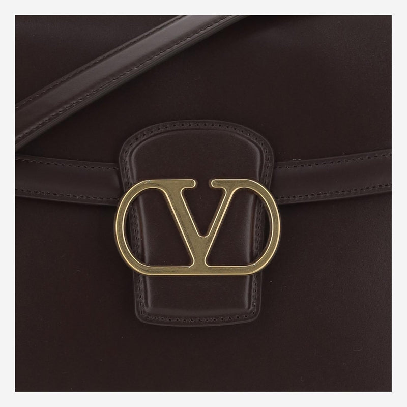 Valentino Garavani Vlogo Shoulder Bag — Brown Calfskin