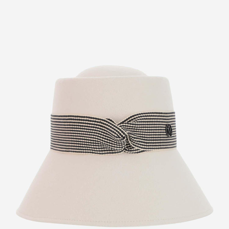 Maison Michel 1157003001 Cloche Hat — White Rabbit Felt; Detail: Acrylic Baseball Caps