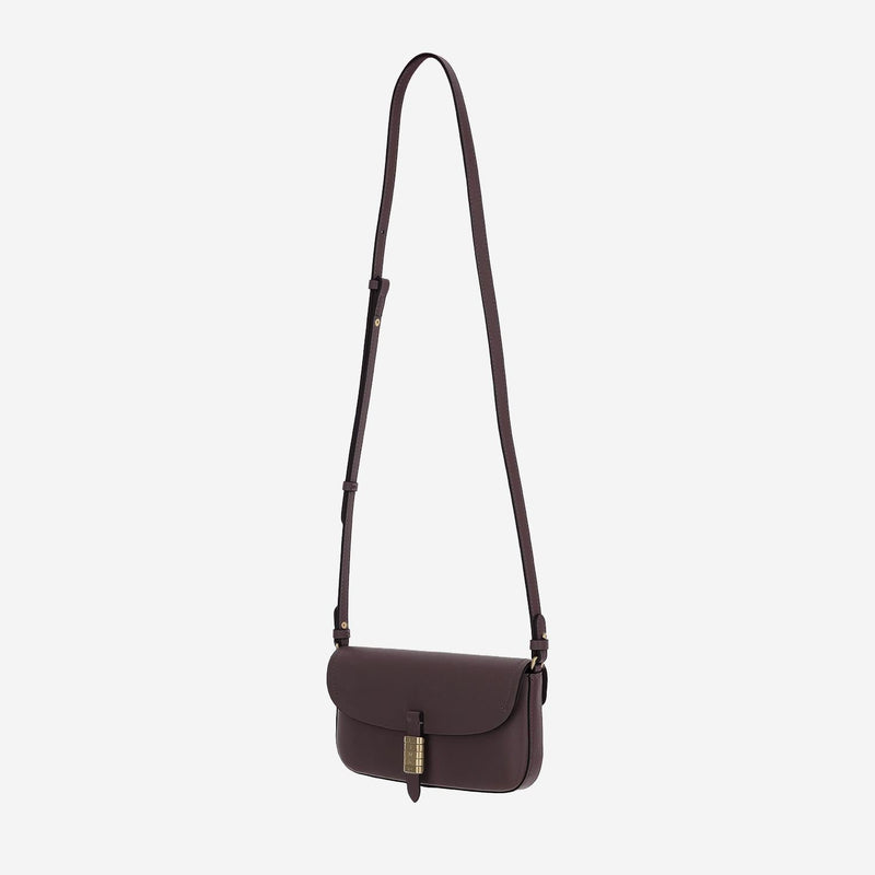 Pinko Saddle Shoulder Bag — Burgundy Leather