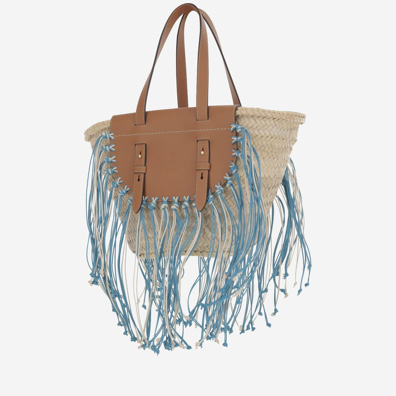 Cuba Lab Tropicana Shoulder Bag — Beige Raffia