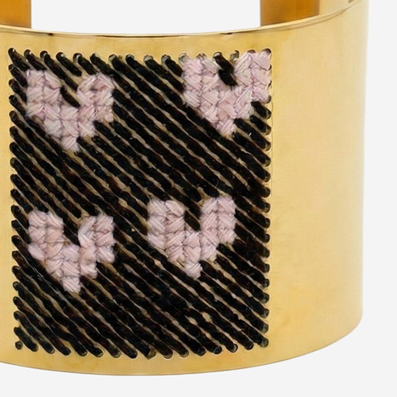 Leight Studio Heart Motif Embroidered Steel Bracelet — Gold Bracelets