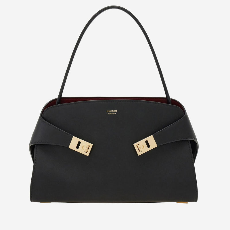 Ferragamo Hug Shoulder Bag — Black Leather