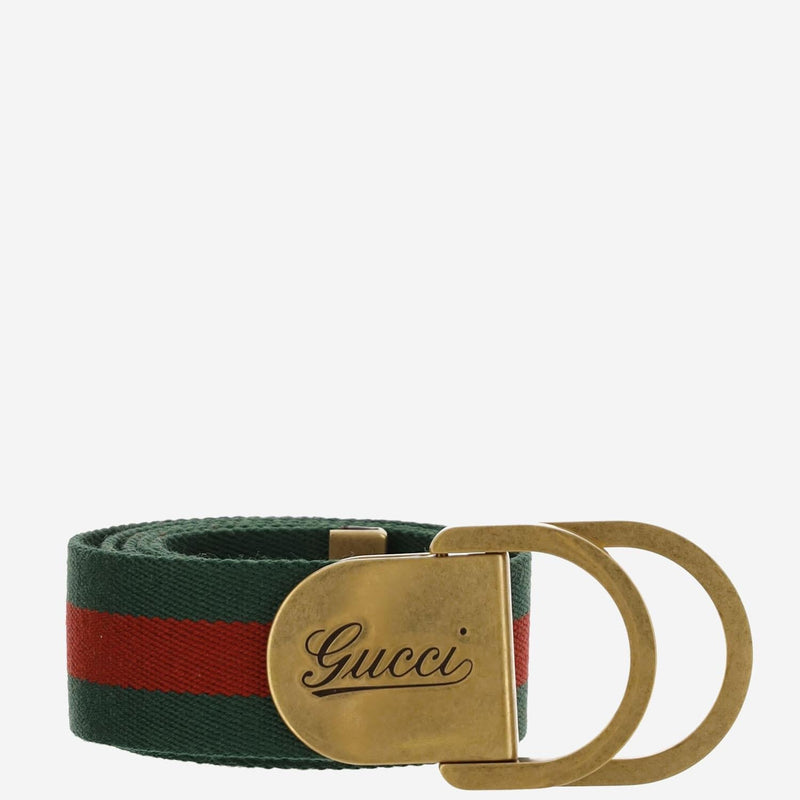 Gucci Web Ribbon Belt — Green Fabric