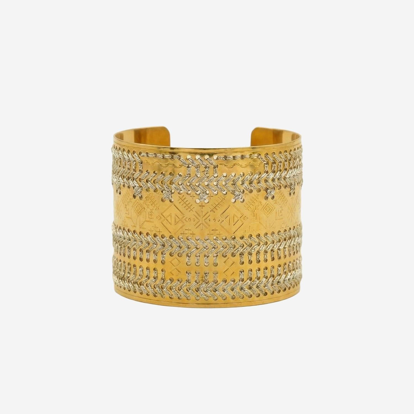Leight Studio Engraved Two-Tone Steel Bracelet — Gold Bracelets