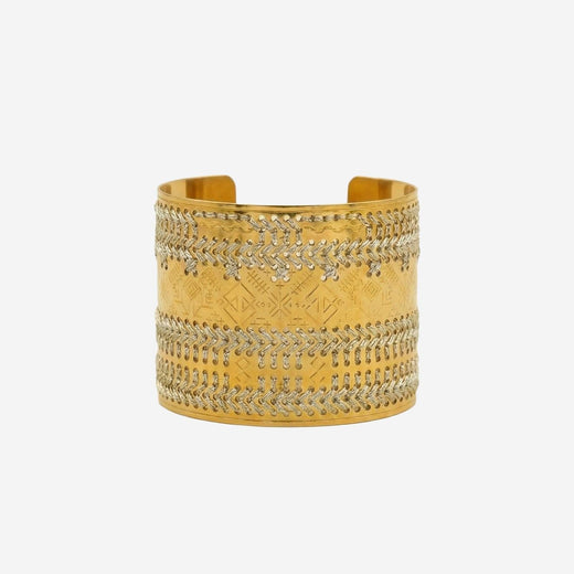 Leight Studio Engraved Two-Tone Steel Bracelet — Gold Bracelets