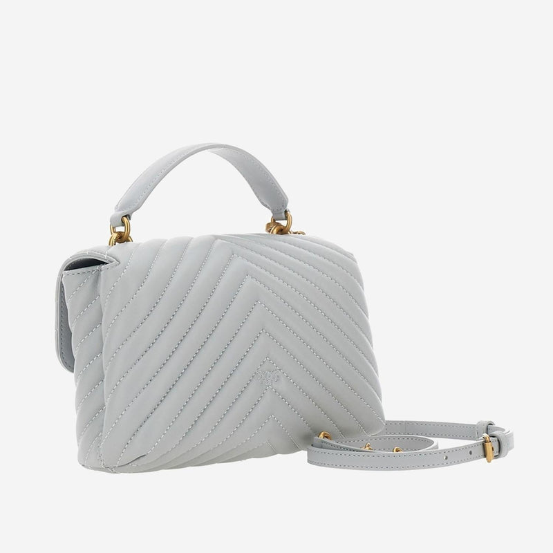Pinko Quilted Calf Leather Shoulder Bag — Gray
