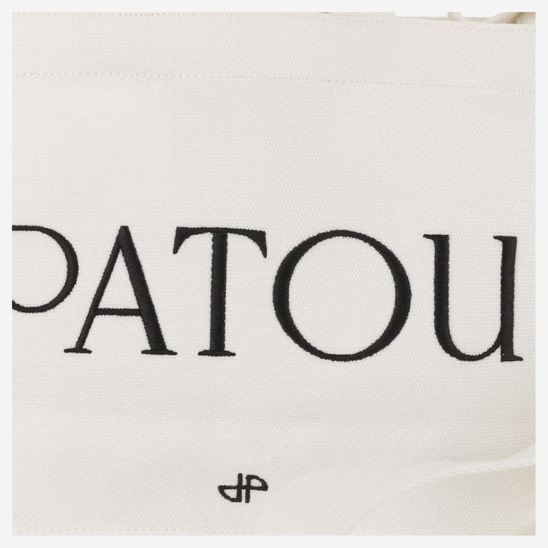 Patou Logo-Print Cotton Tote Bag — White