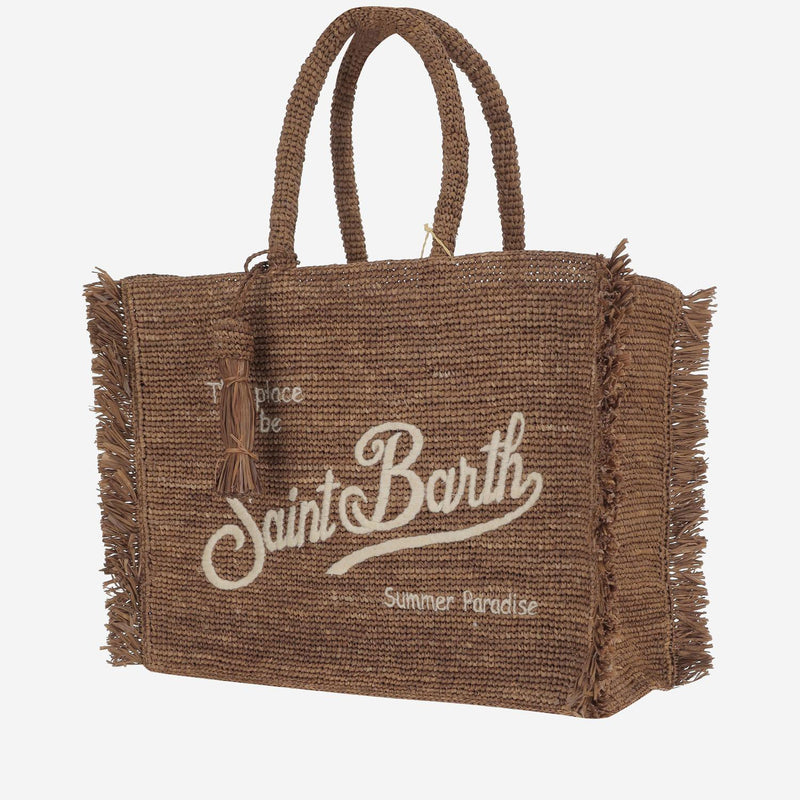 Mc2 Saint Barth Woven Raffia Shoulder Bag — Brown