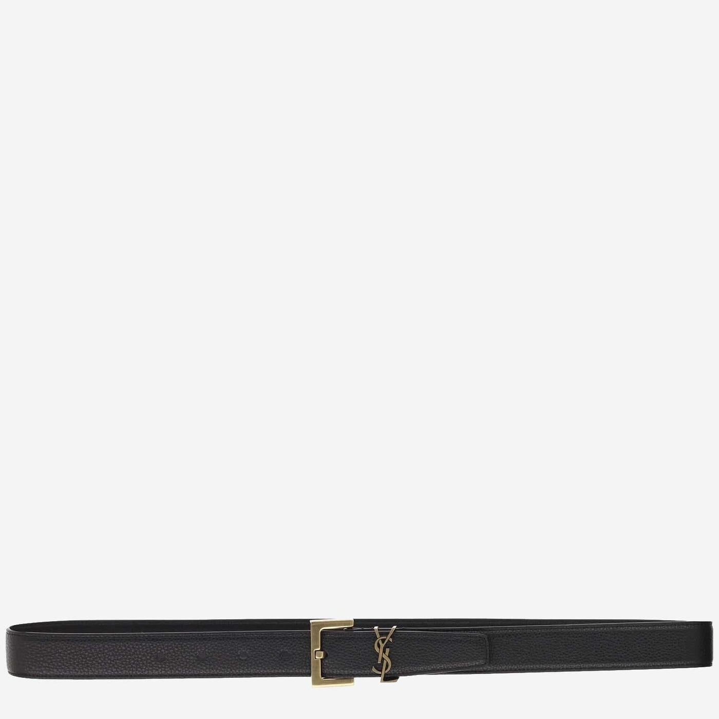 Saint Laurent Calfskin Leather Belt — Black
