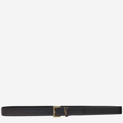 Saint Laurent Calfskin Leather Belt — Black