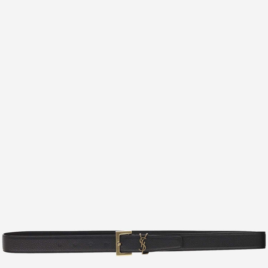 Saint Laurent Calfskin Leather Belt — Black
