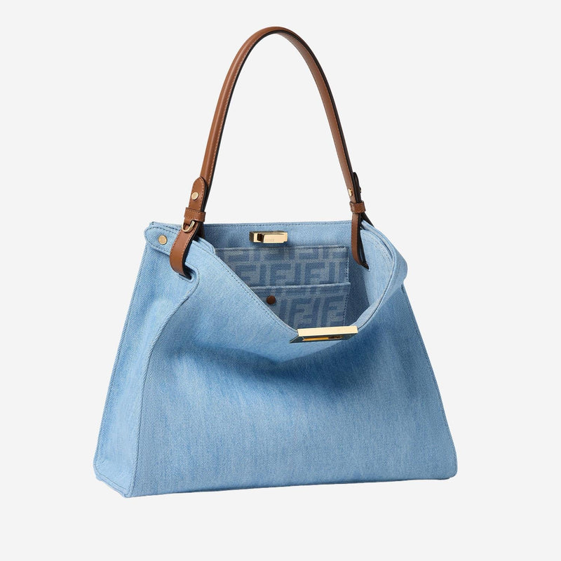 Fendi Organic Cotton Denim Shoulder Bag — Blue