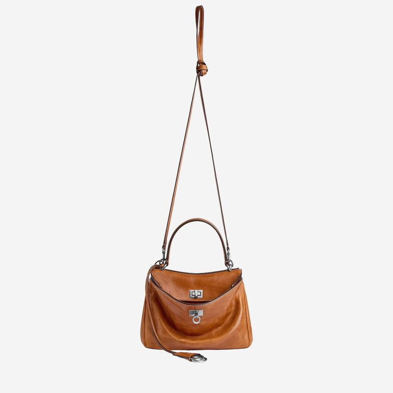 Balenciaga Rodeo Shoulder Bag — Brown Calfskin Leather