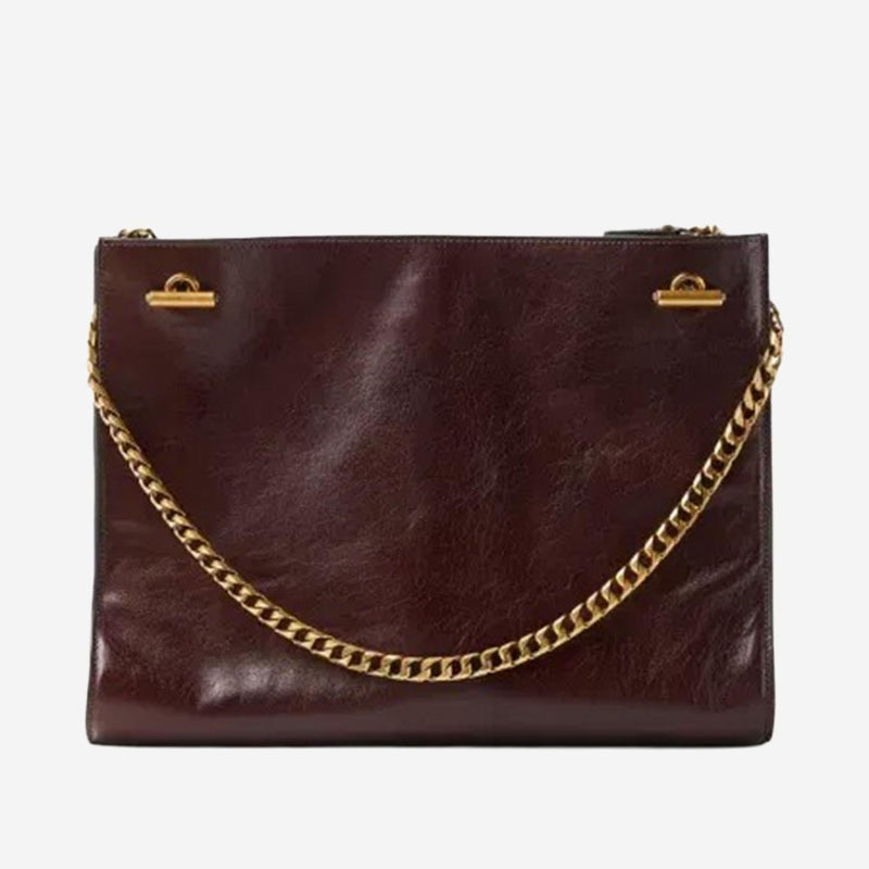 Versace Medusa Cameo Leather Shoulder Bag — Brown