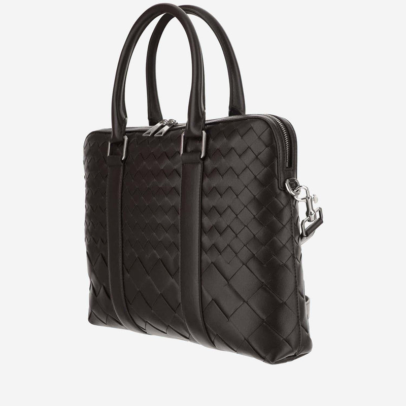 Bottega Veneta Top Handle Bag — Silver Calfskin