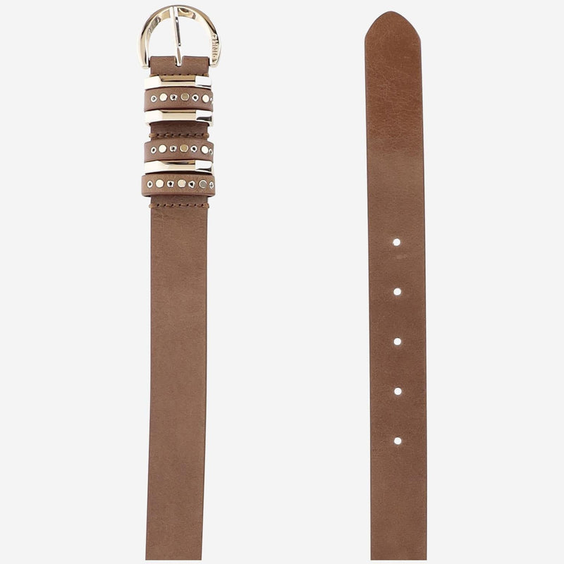 Pinko Studded Leather Belt — Brown