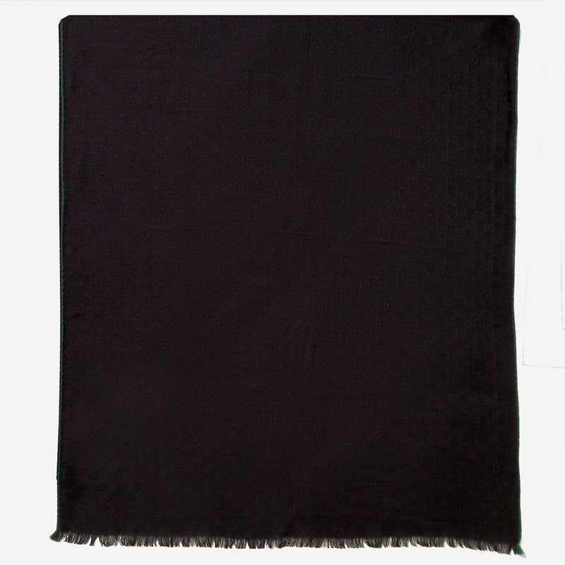 Gucci Gg Jacquard Wool And Silk Scarf — Black Scarfs