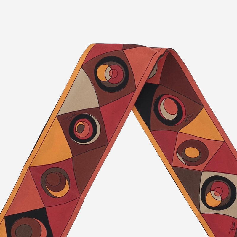 Emilio Pucci Geometric Print Silk Scarf — Red Scarfs
