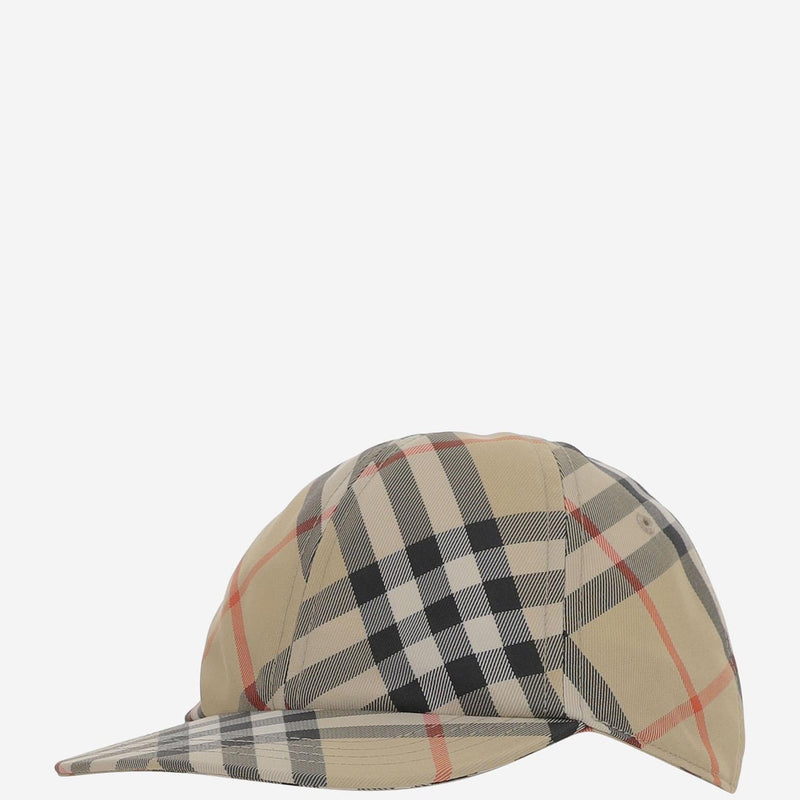 Burberry 8101181 Check Polyester Baseball Cap — Beige Caps