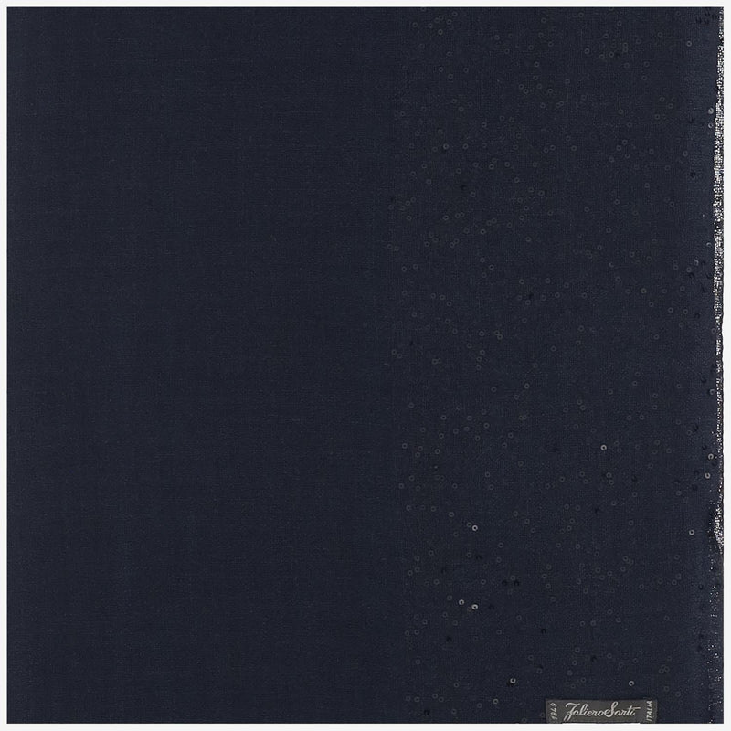Faliero Sarti Sequin-Embellished Wool-Blend Scarf — Navy Virgin Wool Scarfs