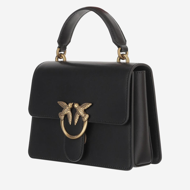 Pinko Love Top Handle Bag — Black Leather
