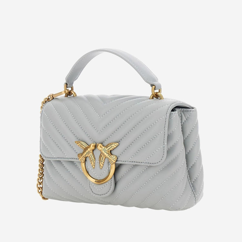 Pinko Quilted Calf Leather Shoulder Bag — Gray