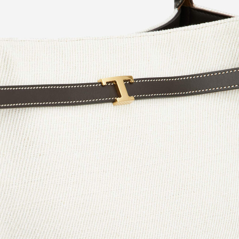Tods Canvas And Leather Shoulder Bag — White