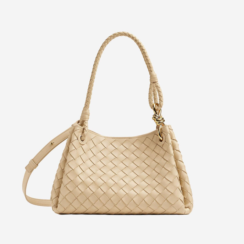 Bottega Veneta Andiamo Parachute Shoulder Bag — Beige Domesticated Lamb Leather