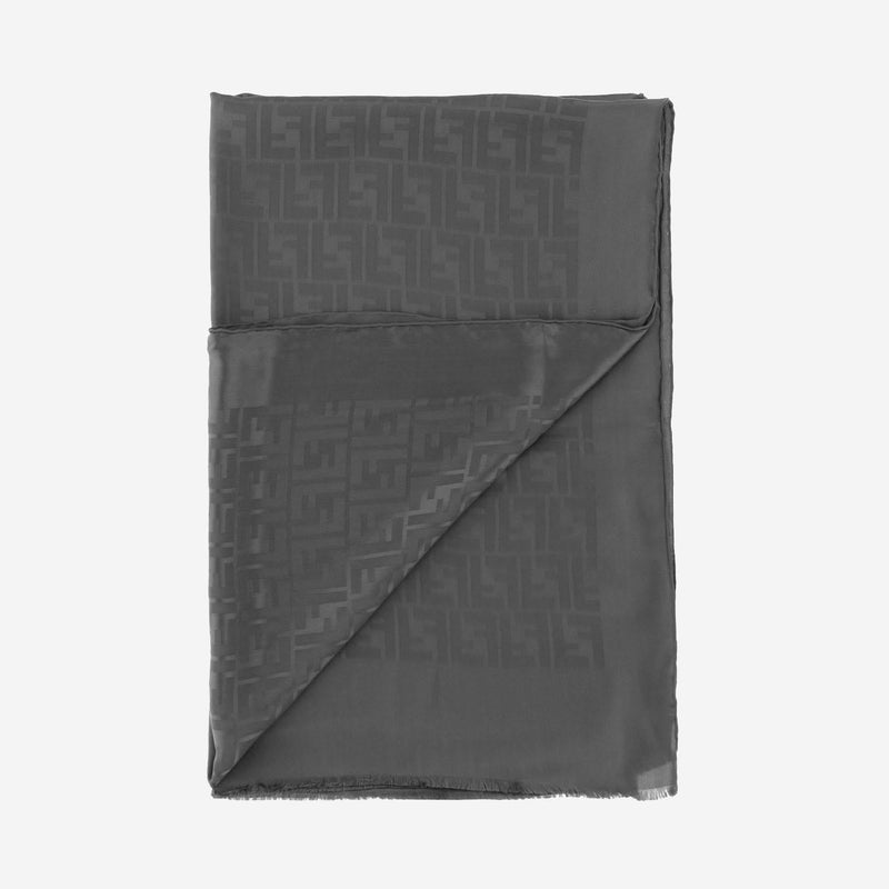 Fendi Ff Motif Silk Scarf — Gray Scarfs