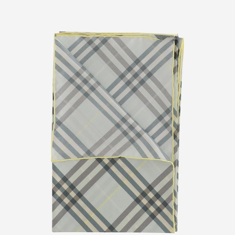 Burberry Silk Check Scarf — Gray Scarfs