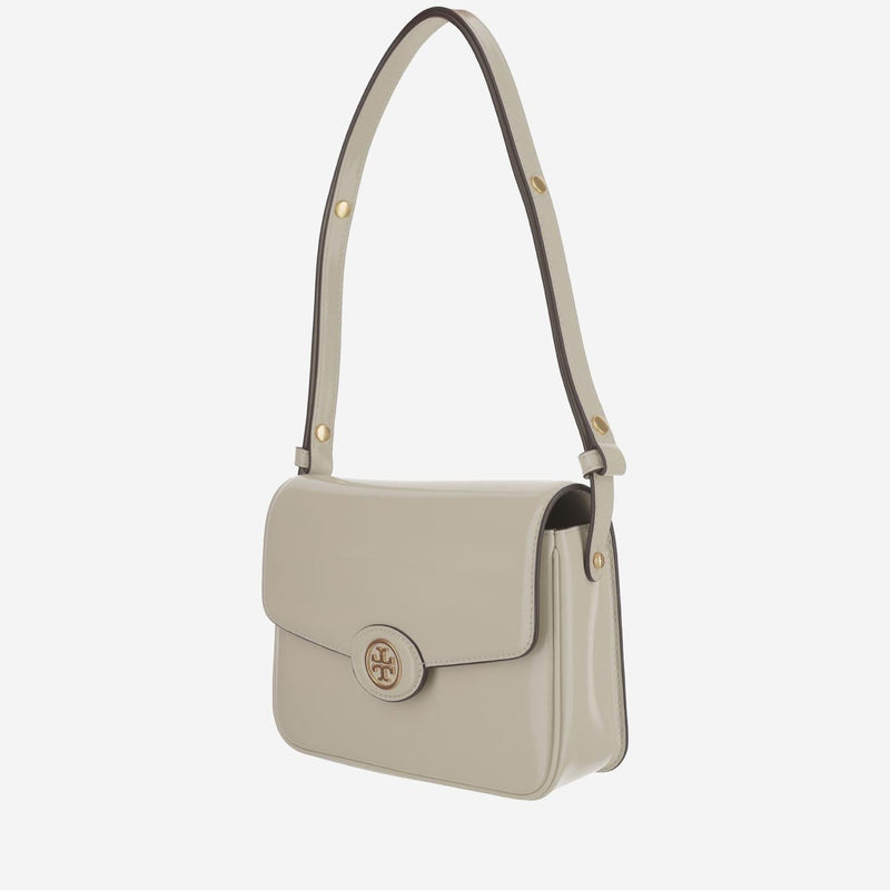 Tory Burch Glossy Leather Shoulder Bag — White