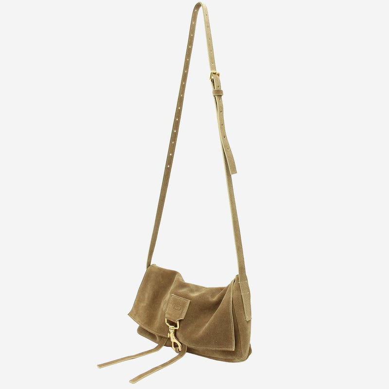 Radica Studio Suede Shoulder Bag — Beige