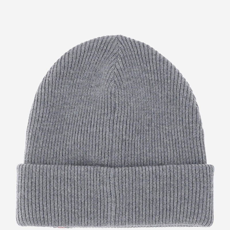 Gucci 834192 Wool Ribbed With Web Stripe Beanie — Gray Fabric Beanies