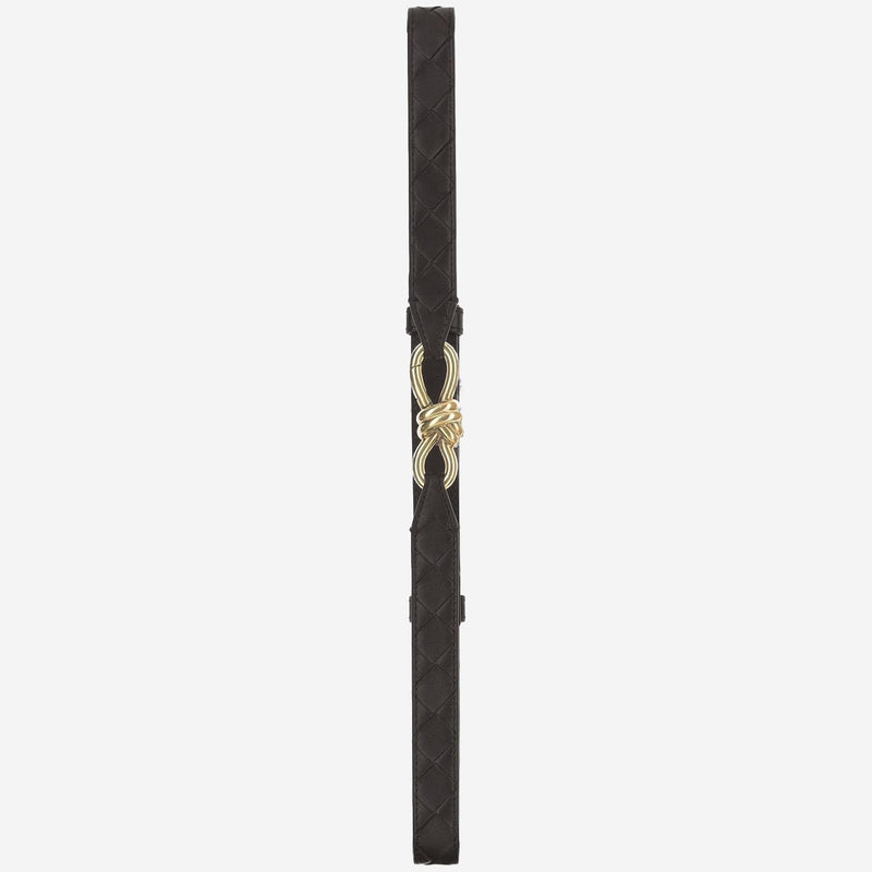 Bottega Veneta Golden Knot Buckle Belt — Brown Leather