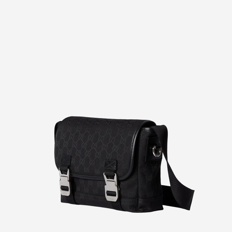 Gucci Gg Monogram Fabric Shoulder Bag — Black