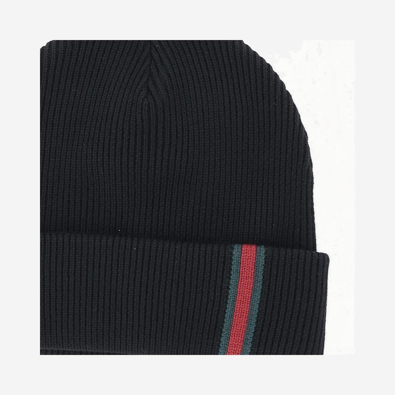Gucci 834192 Wool Ribbed Knit Beanie — Black Beanies