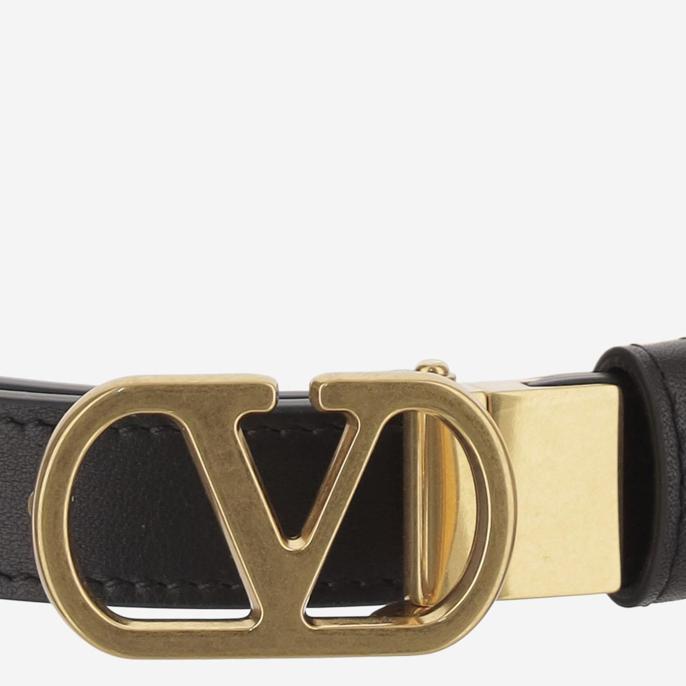 Valentino Garavani Vlogo Signature Belt — Black Leather