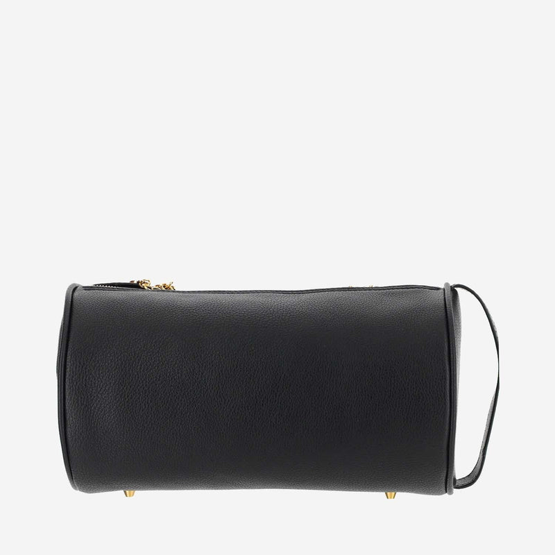 Patou Eco Leather Barrel Crossbody Bag — Black Polyurethane